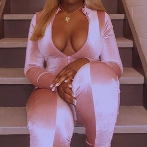 Fashion Nova Mauve Velvet Jumpsuit